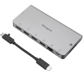 Slika izdelka: Priklopna postaja USB-C => Targus 3xUSB3.0 USB-C SD Čitalec HDMI ETH LAN RJ45 PD (100W) (DOCK414EU)