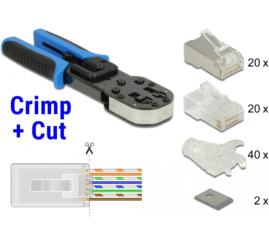 Slika izdelka: Pripomoček za servis - klešče Delock Crimp & Cut RJ45/RJ12 + set konektorjev (86450)