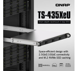 Slika izdelka: QNAP NAS strežnik 1U rack short, 4GB ram, 10Gb mreža