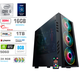 Slika izdelka: Računalnik MEGA MT 5000 i5-11600K/RTX5060/16GB/1TB-4.0/350W/Brez OS RGB