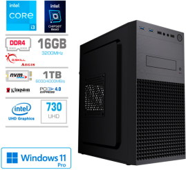 Slika izdelka: Računalnik MEGA MT S4 i3-13100/Intel 730/16GB/1TB-4.0/450W/Win11Pro