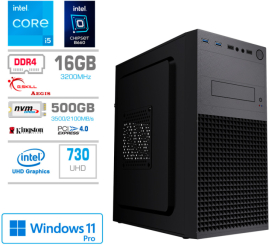 Slika izdelka: Računalnik MEGA MT S4 i5-13400/Intel 730/16GB/500GB-4.0/450W/Win11Pro