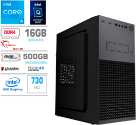 Slika izdelka: Računalnik MEGA MT S4 i5-13400/Intel 730/16GB/500GB-4.0/450W/Brez OS