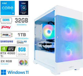 Slika izdelka: Računalnik MEGA MT S7X GAMER i5-13400F/RTX4060Ti/32GB-DDR5/1TB/750W/Win11Home/bela RGB
