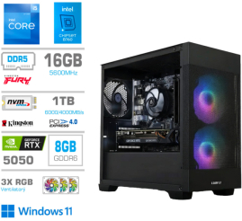 Slika izdelka: Računalnik MEGA MT S7X i5-12400F/RTX5050/16GB/1TB-4.0/750W/Win11Home/črna RGB