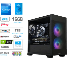 Slika izdelka: Računalnik MEGA MT S7X i5-12400F/RTX5050/16GB/1TB-4.0/750W/Brez OS/črna RGB