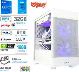 Slika izdelka: Računalnik MEGA MT S7X i7-14700K/RTX5070/32GB-DDR5/1TB-4.0/750W/Brez OS/bela RGB + Estetski napajalni kabli [Vijolična / Bela]