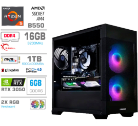 Slika izdelka: Računalnik MEGA MT S7X R5-5500/RTX3050/16GB/1TB-4.0/750W/Brez OS/črna RGB