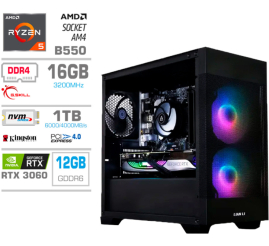 Slika izdelka: Računalnik MEGA MT S7X R5-5600G/RTX3060/16GB/1TB-4.0/750W/Brez OS/črna RGB