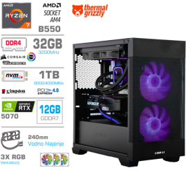 Slika izdelka: Računalnik MEGA MT S7X R7-5700X/RTX5070/32GB/1TB-4.0/750W/Brez OS/črna RGB + Estetski napajalni kabli [Vijolična / Črna]