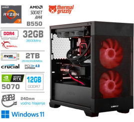 Slika izdelka: Računalnik MEGA MT S7X R7-5800X/RTX5070/32GB/2TB-4.0/750W/Win11Home/črna RGB + Estetski napajalni kabli [Rdeča / Črna]