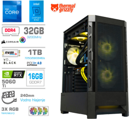 Slika izdelka: Računalnik MEGA MT S8 i7-12700K/RTX5060Ti-16GB/32GB/1TB-4.0/750W/Brez OS/črna RGB + Estetski napajalni kabli [Rumena / Črna]