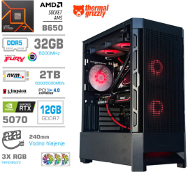 Slika izdelka: Računalnik MEGA MT S8 R7-7700X/RTX5070/32GB-DDR5/2TB-4.0/750W/Brez OS/črna RGB + Estetski napajalni kabli [Rdeča / Črna]