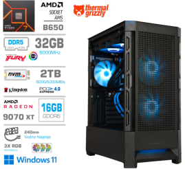 Slika izdelka: Računalnik MEGA MT S8 R7-7700X/RX9070 XT/32GB-DDR5/2TB-4.0/750W/Win11Home/črna RGB + Estetski napajalni kabli [Modra / Črna]