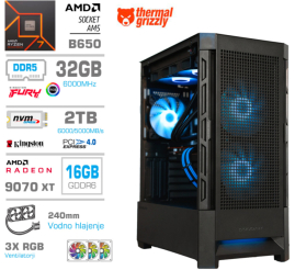 Slika izdelka: Računalnik MEGA MT S8 R7-7700X/RX9070 XT/32GB-DDR5/2TB-4.0/750W/Brez OS/črna RGB + Estetski napajalni kabli [Modra / Črna]