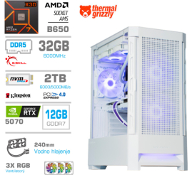 Slika izdelka: Računalnik MEGA MT S8 R7-7800X3D/RTX5070/32GB-DDR5/2TB-4.0/750W/Brez OS/bela RGB + Estetski napajalni kabli [Vijolična / Bela]
