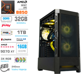 Slika izdelka: Računalnik MEGA MT S8 R7-9700X/RX9070 XT/32GB-DDR5/2TB-4.0/750W/Brez OS/črna RGB + Estetski napajalni kabli [Rumena / Črna]