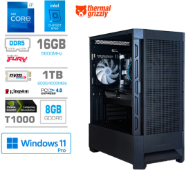 Slika izdelka: Računalnik MEGA MT WORKSTATION S8 i7-13700F/T1000-8GB/16GB-DDR5/1TB-4.0/1TB/750W/Win 11 PRO/črna