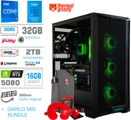 Slika izdelka: Računalnik MEGA TWR S10 i7-14700F/RTX5080/32GB/2TB-4.0/1000W/Brez OS/črna RGB + Estetski napajalni kabli [Zelena / Črna]