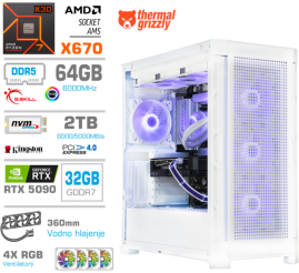 Slika izdelka: Računalnik MEGA TWR S11 R7-7800X3D/RTX5090/64GB-DDR5/2TB-4.0/1050W/Brez OS/bela RGB