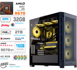 Slika izdelka: Računalnik MEGA TWR S11 R7-9700X/RX9070 XT/32GB-DDR5/2TB-4.0/1050W/Brez OS/črna RGB + Estetski napajalni kabli [Rumena / Črna]