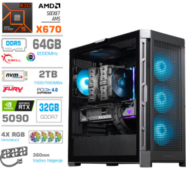 Slika izdelka: Računalnik MEGA TWR S11 R9-9900X3D/RTX5090/64GB-DDR5/2TB-4.0/1050W/Brez OS/črna RGB