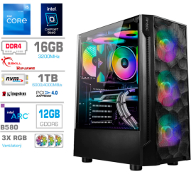 Slika izdelka: Računalnik MEGA TWR S7 i5-12600K/Intel Arc B580/16GB/1TB-4.0/750W/Brez OS RGB