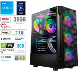 Slika izdelka: Računalnik MEGA TWR S7 i5-13400F/RTX4060Ti/32GB/1TB-4.0/750W/Brez OS RGB
