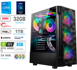 Slika izdelka: Računalnik MEGA TWR S7 i5-14600KF/RTX4060Ti-8GB/32GB/1TB-4.0/750W/Brez OS RGB