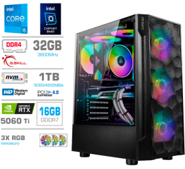Slika izdelka: Računalnik MEGA TWR S7 i5-14600KF/RTX5060Ti-16GB/32GB/1TB-4.0/750W/Brez OS RGB