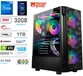 Slika izdelka: Računalnik MEGA TWR S7 i7-12700K/RTX5060Ti-16GB/32GB/1TB-4.0/750W/Brez OS RGB