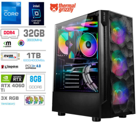 Slika izdelka: Računalnik MEGA TWR S7 i7-12700K/RTX4060Ti-8GB/32GB/1TB-4.0/750W/Brez OS RGB