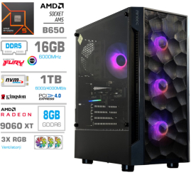 Slika izdelka: Računalnik MEGA TWR S7 R5-7600X/RX9060 XT/16GB-DDR5/1TB-4.0/750W/Brez OS RGB