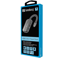 Slika izdelka: Sandberg USB-C 6 v 1 Travel Dock priklopna postaja