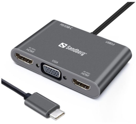 Slika izdelka: Sandberg USB-C Dock 2xHDMI+1xVGA+USB+PD priklopna postaja