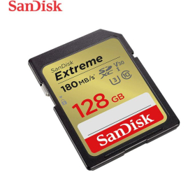 Slika izdelka: SanDisk Extreme 128GB SDXC spominska kartica + 1 leto RescuePRO Deluxe do180MB/s & 90MB/s branje/zap