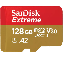 Slika izdelka: SANDISK Extreme microSDXC 128GB UHS-I 4K UHD SD adapter (SDSQXAA-128G-GN6MA) spominska kartica
