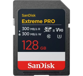 Slika izdelka: SanDisk Extreme PRO 128GB SDXC spominska kartica, 300MB/s branje/pisanje, 8K, V90, UHS-II