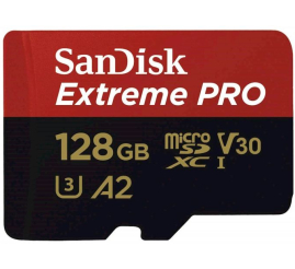 Slika izdelka: SanDisk Extreme PRO microSDXC 128GB + SD Adapter do 200MB/s & 90MB/sA2 C10 V30 UHS-I U3