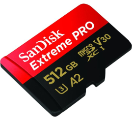 Slika izdelka: SanDisk Extreme PRO microSDXC 512GB + SD Adapter do 200MB/s & 140MB/sA2 C10 V30 UHS-I U3