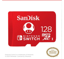 Slika izdelka: SanDisk microSDXC card for Nintendo Switch 128GB, up to 100MB/s Read, 60MB/s Write, U3, C10, A1, UHS