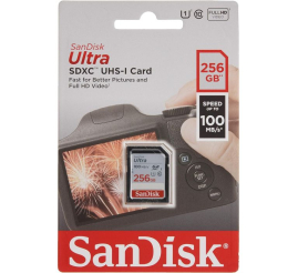 Slika izdelka: SanDisk Ultra 256GB SDXC spominska kartica 100MB/s