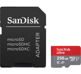 Slika izdelka: SanDisk Ultra microSDXC 256GB + SD Adapter 150MB/s  A1 Class 10 UHS-I