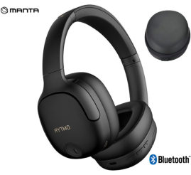 Slika izdelka: Slušalke brezžične Manta naglavne BT RYTMO ELEGANCE črne ANC Bluetooth ()
