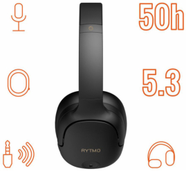 Slika izdelka: Slušalke brezžične Manta naglavne BT RYTMO ELEGANCE črne ANC Bluetooth ()