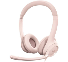 Slika izdelka: Slušalke žične Logitech naglavne z mikrofonom USB H390 roza (981-001281) 