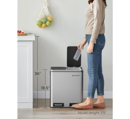 Slika izdelka: SONGMICS koš za ločevanje odpadkov 2x15L, LTB30H