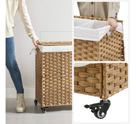 Slika izdelka: SONGMICS Košara za perilo Bamboo 66 x 33 x 60 cm NARAVNA, LCB363N01