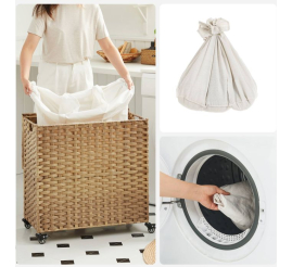 Slika izdelka: SONGMICS Košara za perilo Bamboo 66 x 33 x 60 cm NARAVNA, LCB363N01