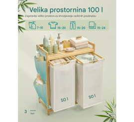 Slika izdelka: SONGMICS košara za perilo črna 2/1 100L